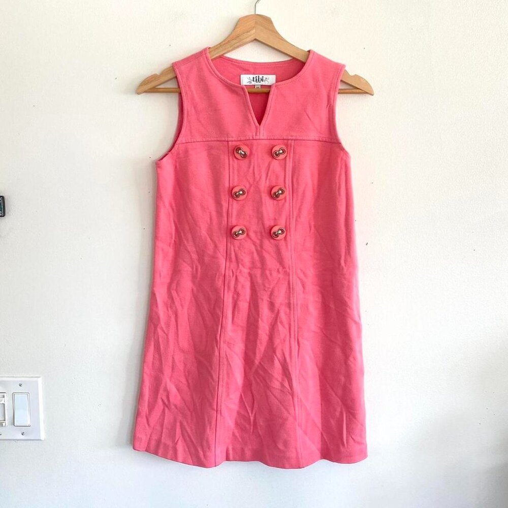TIBI PINK PENCIL WOMENS BUTTON DRESS MINI SIZE XS